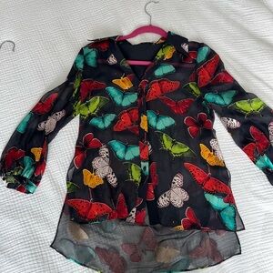 Alice + Olivia Black butterfly Blouse